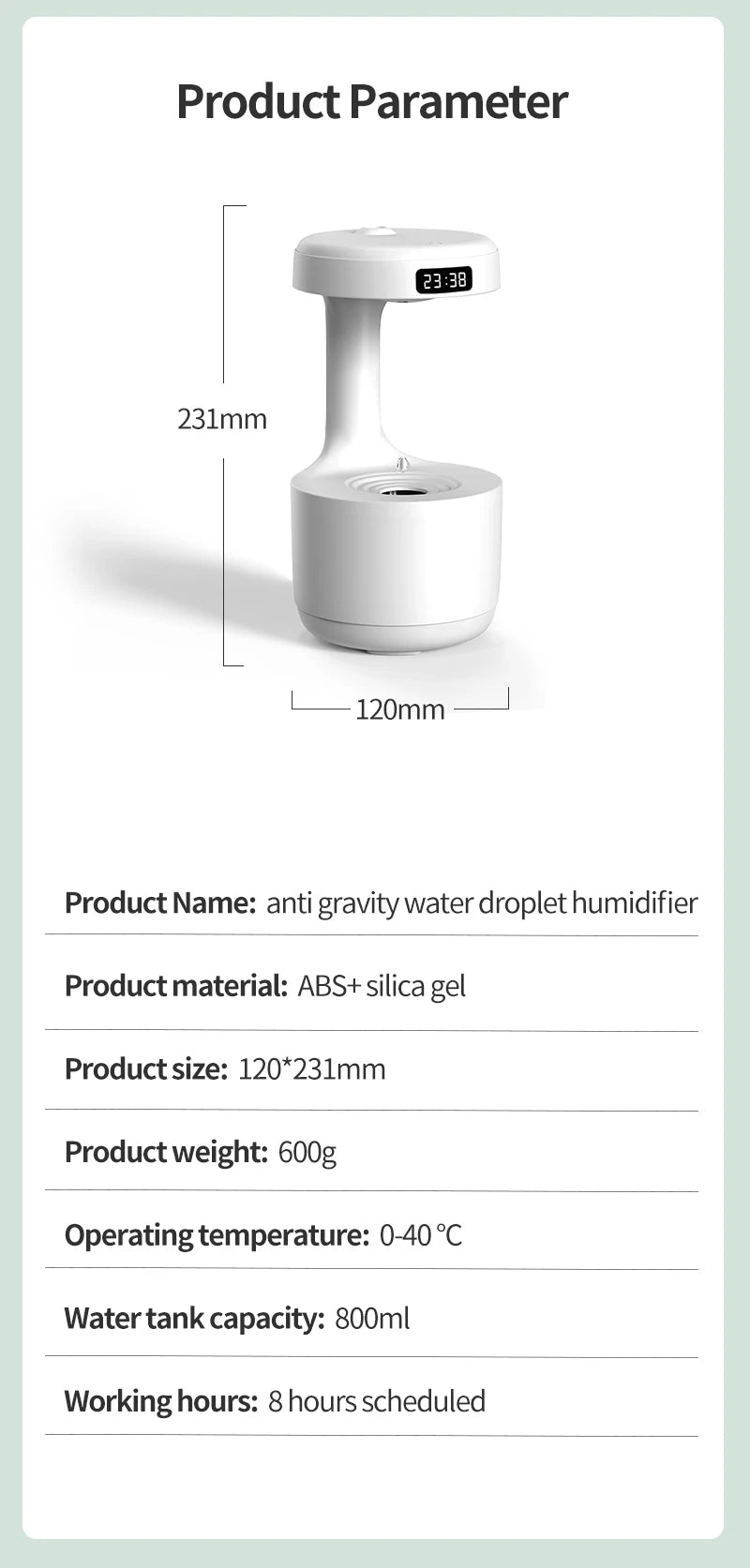 Anti-Gravity Humidifier with LED Display